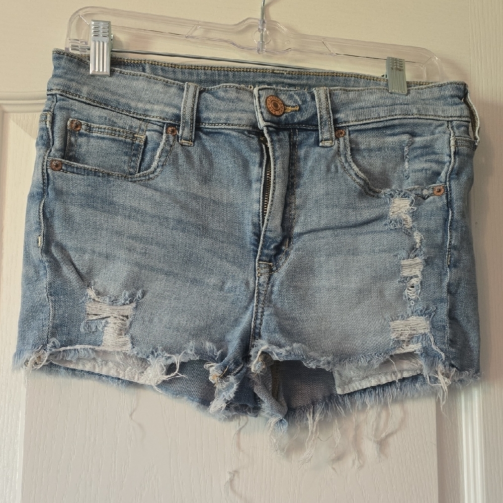 American Eagle Outfitters Blue Distressed Jean Shorts